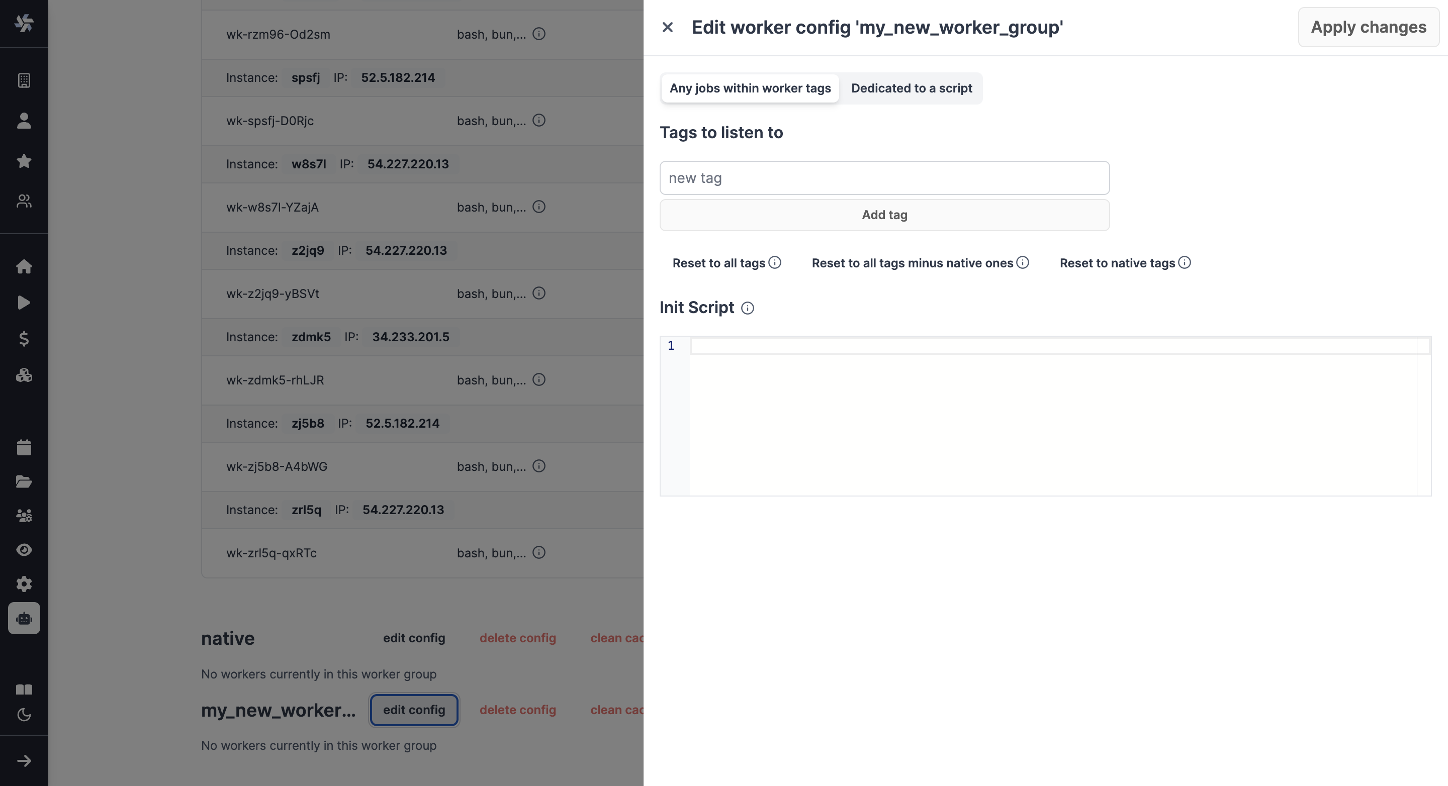Worker group config Worker group config